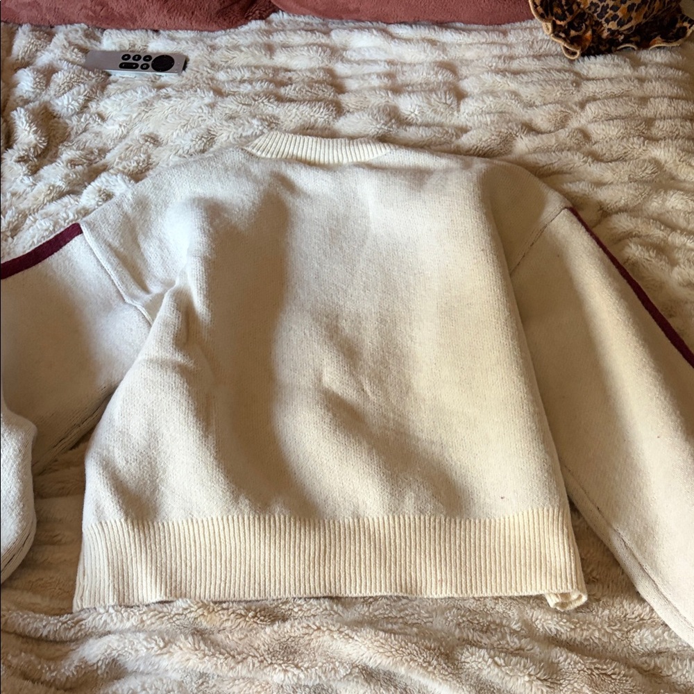 White Fox Boutique White and Red Crew Neck Sweater - Picture 4 of 5